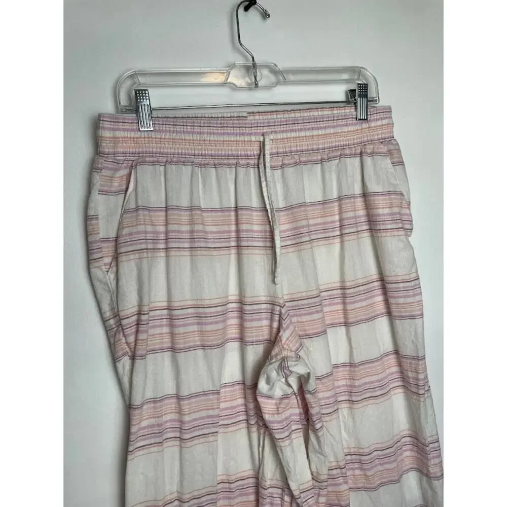 Striped Pajama Set Womens Size Large Tank Top and Wide Leg Pants‎ Cotton Set